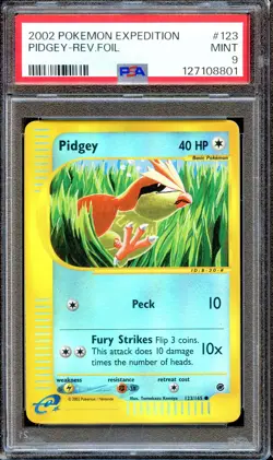 PSA 9 Pidgey 123/165 Reverse Foil Expedition E Series 2002 Pokemon Card MINT - Image 1