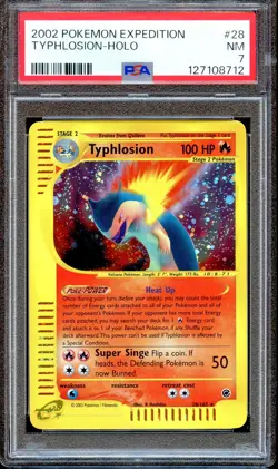 PSA 7 Typhlosion 28/165 Expedition E Series 2002 Pokemon Card Holo NEAR MINT - Image 1
