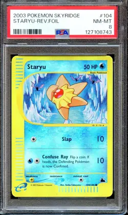 PSA 8 Staryu 104/144 Reverse Foil Skyridge E Series 2003 Pokemon Card NEAR MINT - Image 1