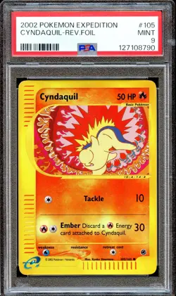 PSA 9 Cyndaquil 105/165 Reverse Foil Expedition E Series 2002 Pokemon Card MINT - Image 1