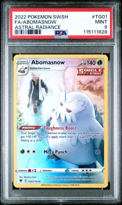 2022 POKEMON SWORD & SHIELD ASTRAL RADIANCE #TG01 FULL ART/ABOMASNOW PSA 9 - Image 1
