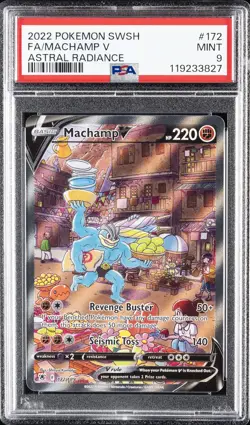 2022 POKEMON SWORD & SHIELD ASTRAL RADIANCE #172 FULL ART/MACHAMP V PSA 9 - Image 1