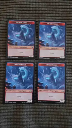 Magic: the Gathering / MtG Dragon Spirit Token (5/5, Flying) x4 Neon Dynasty - Image 1