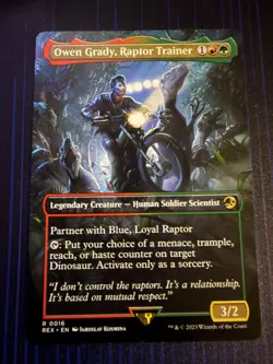 MTG Owen Grady, Raptor Trainer Borderless Universes Beyond: Jurassic NM - Image 1