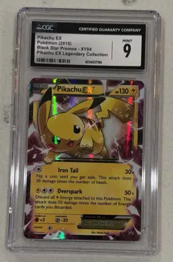 Pikachu EX XY84 CGC 9 NM/Mint + 2015 Black Star Promo Pokemon Card - Image 1