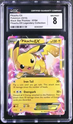 2015 Pokemon Pikachu EX XY84 Black Star Promo - CGC 8 Near Mint - Image 1