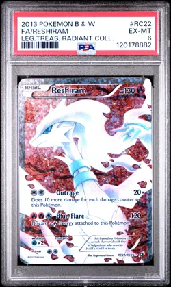 2013 POKEMON B&W LEGEND TREASURES RADIANT COLLECTION FULL ART/RESHIRAM PSA 6 - Image 1