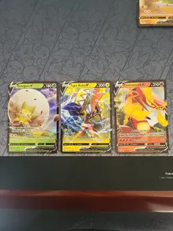 Pokemon: Lot Of 3 Pokemon V Cards; Eldegoss, Tapu Koko, Centiskorch 2020 - G24 - Image 1