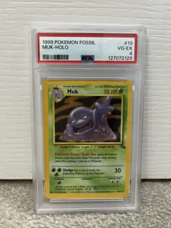Pokemon TCG Muk Fossil Holo PSA 4 13/62 Vintage 1999 - Image 1
