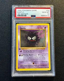 1999 Pokemon Base Set Gastly 50/102 1ST EDITION Shadowless PSA GEM MINT 10 - Image 1