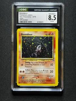 CGC 8.5 ERROR Pokemon Houndour #5 Neo Discovery Holo Swirl OFF CENTER! - Image 1