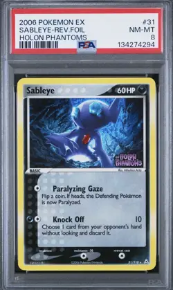 2006 Pokemon EX Holon Phantoms Sableye NM-MT PSA 8 - Image 1