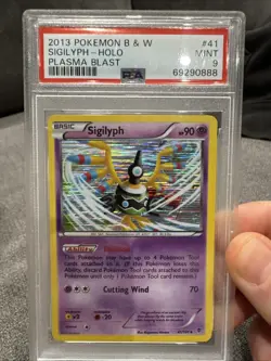 PSA 9 Mint Sigilyph Holo 2013 Pokemon B & W Plasma Blast #41 - Image 1