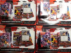 Pokemon Destined Rivals Lot - 1 Booster Bundle, 1 3-Pack Blister, Mewtwo ex Box - Image 1