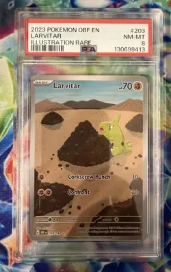 Larvitar 203/197 Illustration Rare Obf En-obsidian Flames Pokemon PSA 8 - Image 1