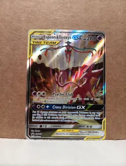 Espeon & Deoxys GX SM240 Pokemon Black Star Promo Full Art Holo Near Mint 2020 - Image 1