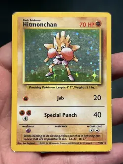 Pokemon TCG Hitmonchan 7/102 Base Set 1999 Unlimited Holo Rare- MP/ HP - Image 1