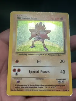 Pokemon TCG Hitmonchan 7/102 Base Set 1999 Unlimited Holo Rare- MP/ HP - Image 2