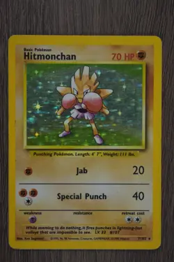 Hitmonchan 7/102 Pokemon Base Set Unlimited Holo MP WOTC Vintage - Image 1