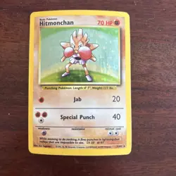 Hitmonchan Base Set 7/102 Holo Unlimited Holo Rare Pokemon Card TCG MP - Image 1