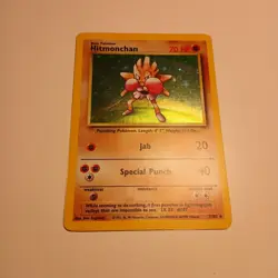 Hitmonchan 7/102 Base Set Unlimited 1999 Pokemon Card Holo Rare MP - Image 1