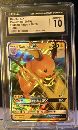 ⚡CGC Gem Mint 10 Raichu GX 20/68 Holo - Hidden Fates Pokemon Card 2019⚡ - Image 1