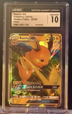 ⚡CGC Gem Mint 10 Raichu GX 20/68 Holo - Hidden Fates Pokemon Card 2019⚡ - Image 3