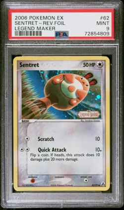 Pokemon Card Sentret 62/92 Reverse Holo Legend Maker PSA 9 MINT - Image 1