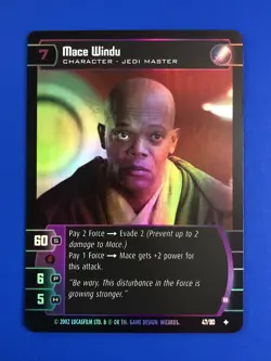 2002 WOTC | Star Wars (MACE WINDU 47/90) Holo Foil AOTC Clones TCG CARD RARE - Image 3
