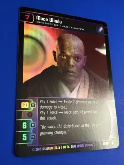 2002 WOTC | Star Wars (MACE WINDU 47/90) Holo Foil AOTC Clones TCG CARD RARE - Image 4