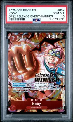 Koby OP12 Release Event Winner PSA 10 GEM MT 2025 One Piece EN #092 POP 24! - Image 1