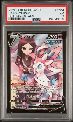 SYLVEON V Full Art TG14/TG30 Pokemon SWSH Brilliant Stars PSA 7 NM *ke - Image 1