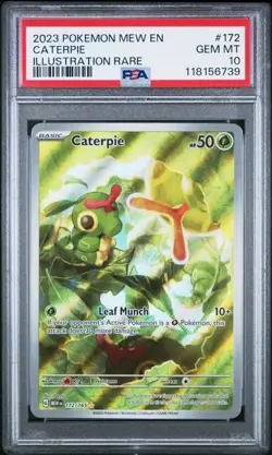 CATERPIE #172 PSA 10 • 2023 POKEMON SV 151 - MEW EN FULL ART ILLUSTRATION RARE - Image 1
