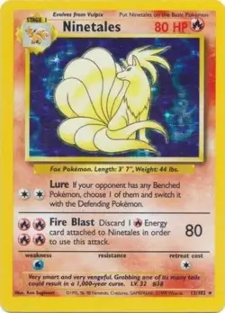 1x Ninetales - 12/102 - Holo Rare - Unlimited Edition Moderately Played Pokemon - Image 1