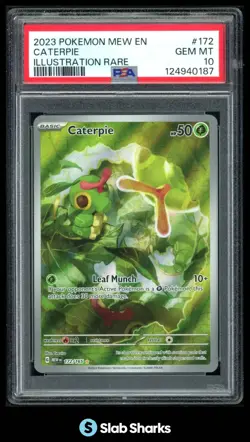 2023 POKEMON SV 151 MEW EN #172/165 CATERPIE ILLUSTRATION RARE PSA 10 - Image 1