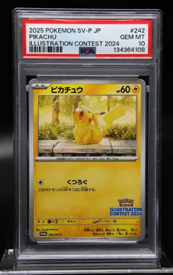 2025 POKEMON JAPANESE SV-P PROMO 242 PIKACHU ILLUSTRATION CONTEST 2024 PSA 10 - Image 1