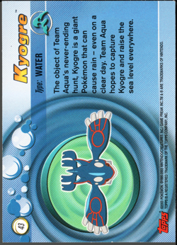 2003 topps Pokemon Advanced Non Holo Foil #43 Kyogre - Image 2