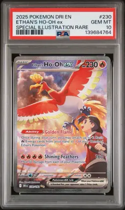 2025 POKEMON DESTINED RIVALS 230/182 ETHAN'S HO-OH EX ILLUSTRATION RARE PSA 10 - Image 1