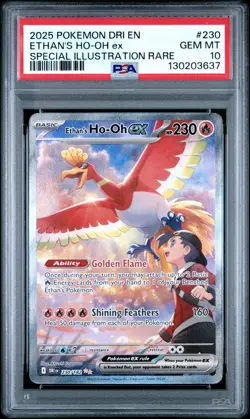 2025 Pokemon Destined Rivals Ethan's Ho-Oh ex 230/182 Illustration Rare PSA 10 - Image 1