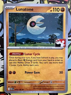Lunatone 074/132 Pokemon Prize Pack Series 8 Promo Pokemon Card NM/LP - Image 1