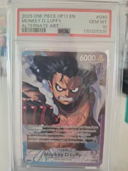 PSA 10 Monkey D Luffy OP11-040 Alt Art Leader One Piece - Image 1