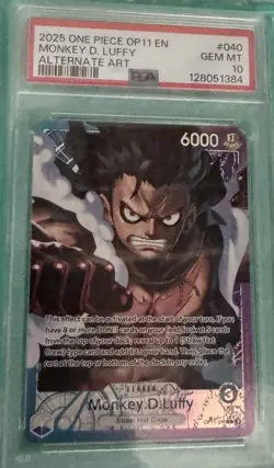 One Piece Monkey D Luffy OP11-040 Alt Art Leader PSA 10 Gem Free US Shipping - Image 1