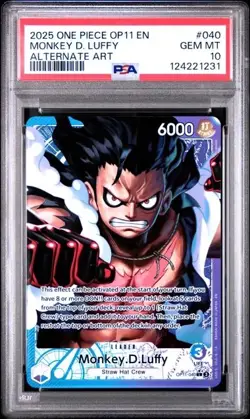 PSA 10 One Piece CCG OP11-040 Monkey D. Luffy Alt Art Fist of Divine Speed - Image 1