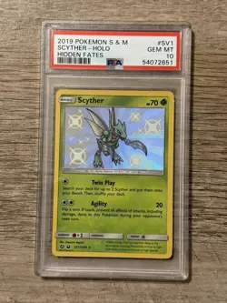 2019 Pokemon Sun & Moon Scyther Holo PSA 10 Hidden Fates SV1 - Image 1