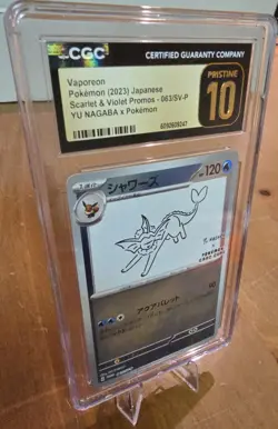 CGC Pristine 10 Japanese Vaporeon Promo 063/SV-P YU NAGABA x Pokemon 2023 - Image 1