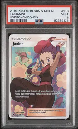 Pokemon - Janine 210/214 Full Art Trainer - Unbroken Bonds 2019 - PSA 9 Mint - Image 1