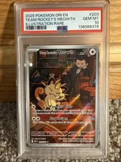 Team Rocket’s Meowth 203/182 IR - Pokemon Sv10: Destined Rivals - PSA 10 GEM MT - Image 1