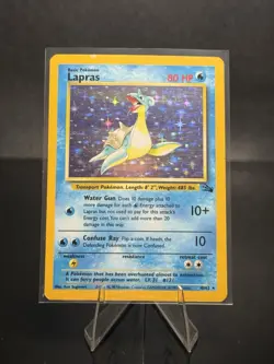 Pokemon TCG Lapras Fossil Holo Unlimited Rare Card 10/62 Vintage - Image 1