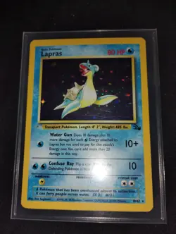 Pokemon TCG Lapras Holo Rare Card 10/62 Fossil 1999 Vintage - Image 1