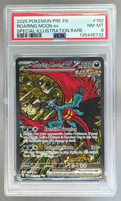 5732 Roaring Moon ex 2025 Pokemon SV Prismatic Evolutions PRE EN #162 PSA 8 - Image 1